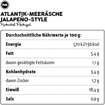 Nährwertangaben Atlantik-Meeräsche Jalapeño-Style