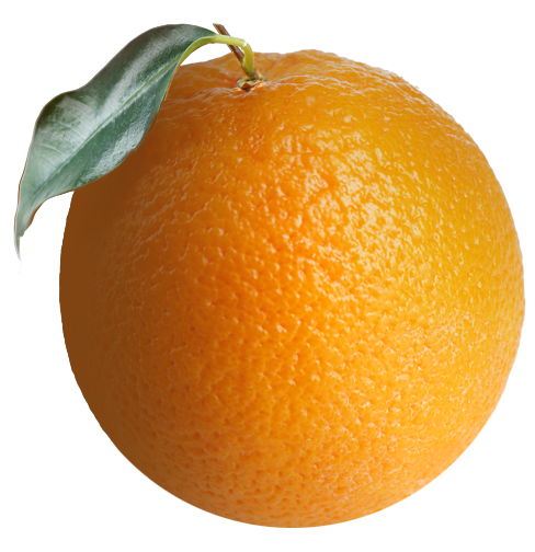 Freigestellte Orange mit Blatt