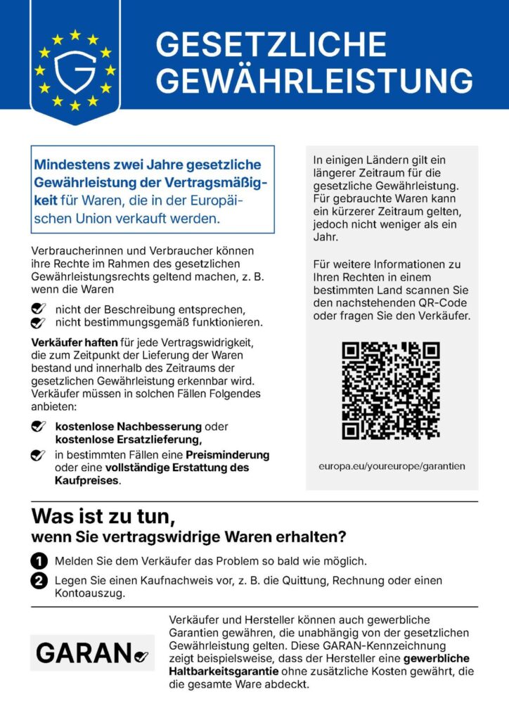 Gesetzliche Gewährleistung für dich als Verbraucher